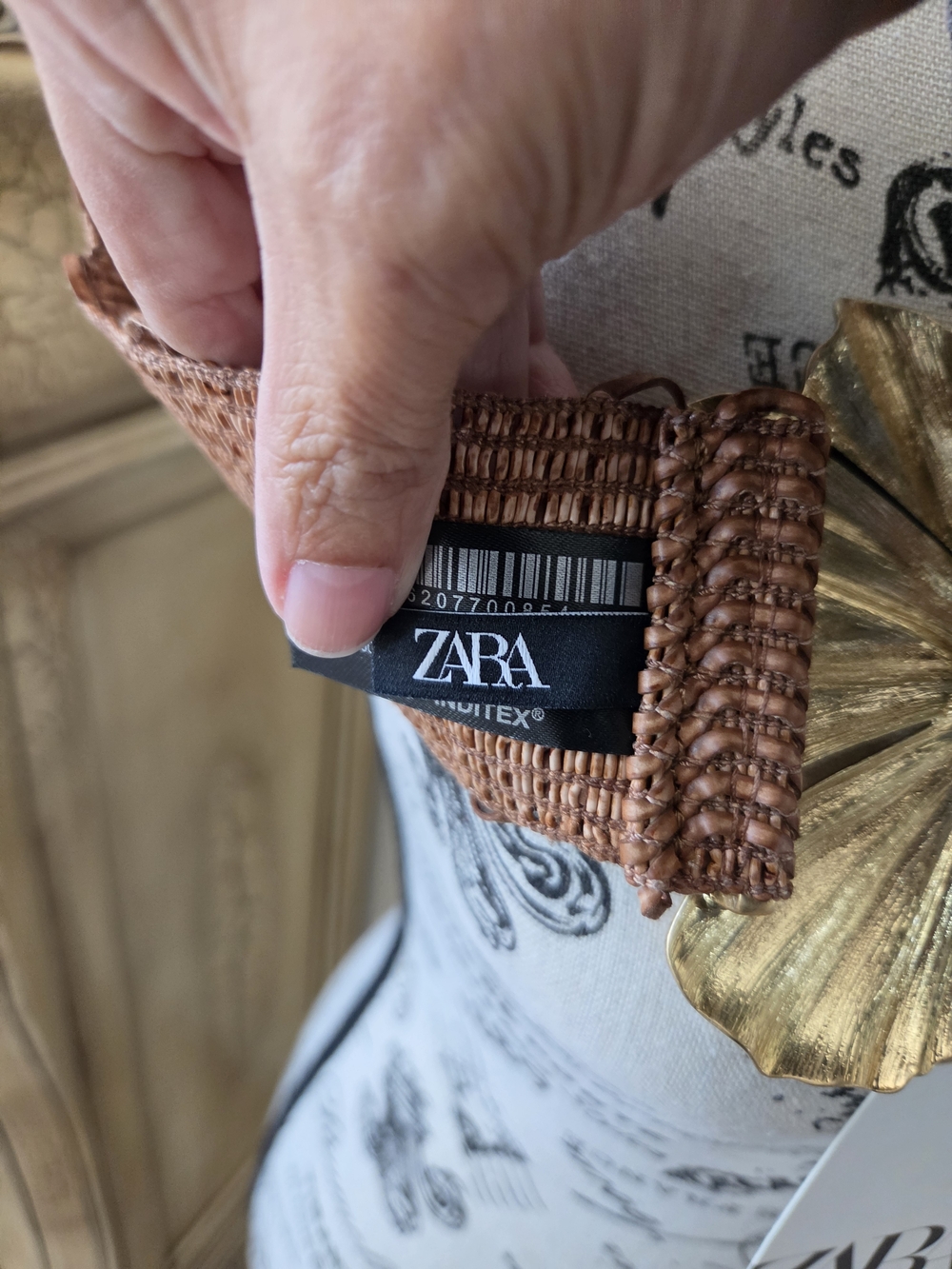 Zara Gold Flower Buckle Braided Brown Waist Belt - Picture 5 of 6